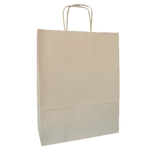 Borse Carta Kraft Bianco ritorta 26x11x34,5 - 250 pz