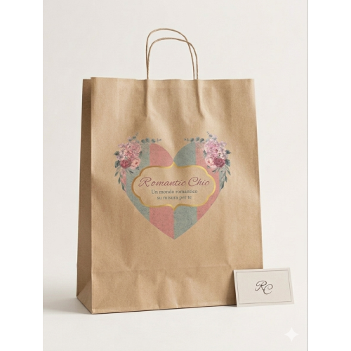 Shopper Kraft Avana 110g Personalizzata Full Color 27+11*36 con Manico Ritorto - 500 pz