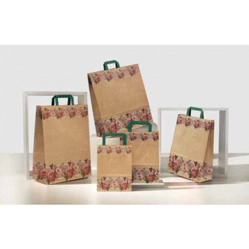 Shopper manico piatto con fascia fiorita