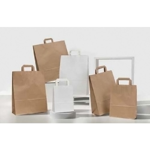 Shopper carta manico piatto Kraft avana senza stampa