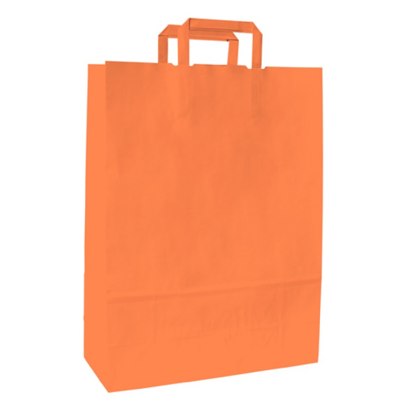 100 Shopper In Plastica Arancione Con Manici - Dimensioni 35x50cm, Con Soffietto, Per Negozio - Foto 3