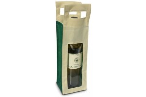 Borsa in TNT per 1 Bottiglia - ca. - 0.96 Euro Cad. - 10x8x36 – Verde - 200 Pz