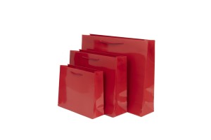 Shopper in Carta Luxury Rosse Plastificate Lucide Personalizzabili - F.to 24+10*32 PZ. 100 