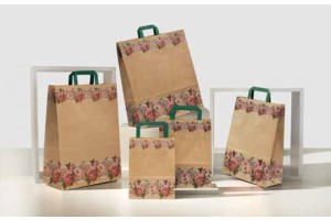 Shopper manico piatto con fascia fiorita