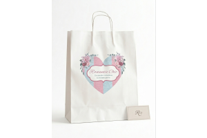 Shopper in Carta Kraft Bianca con Stampa Digitale 54+15*49 cm - 300 pz. 