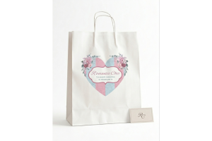 Shopper in Carta Kraft Bianca 110g con Stampa Digitale 54+15*49 cm - 300 pz. 