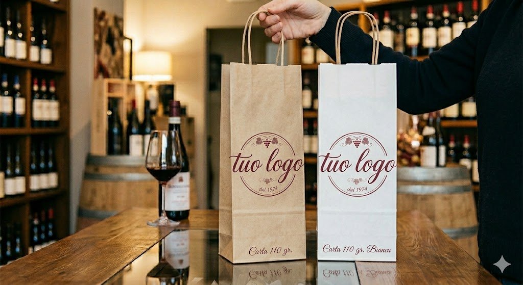 Shopper Porta Vino Sealing Avana 110g o kraft bianco Personalizzata